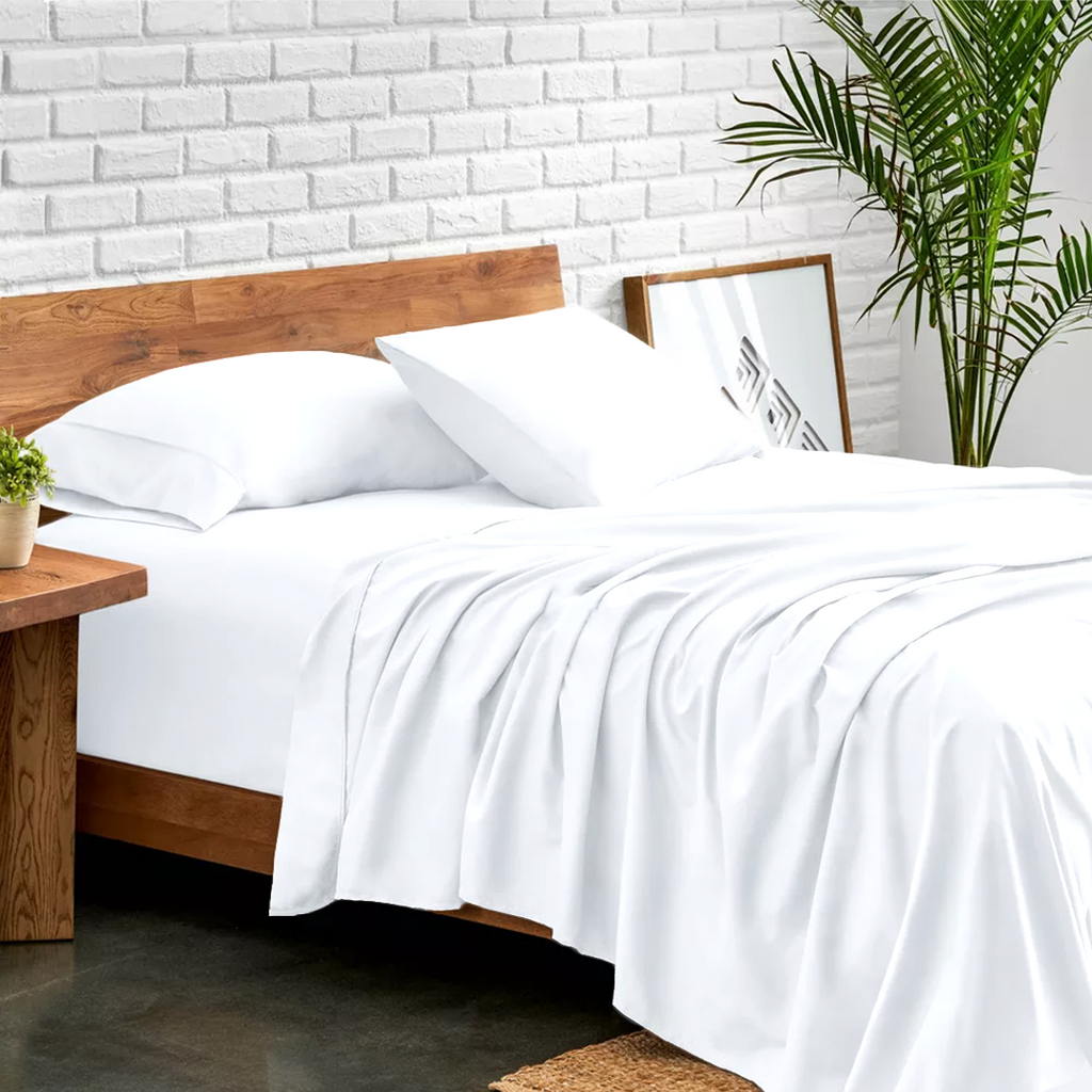 Bettlaken-Set 4-teilig 160 x 200 CM Weiß