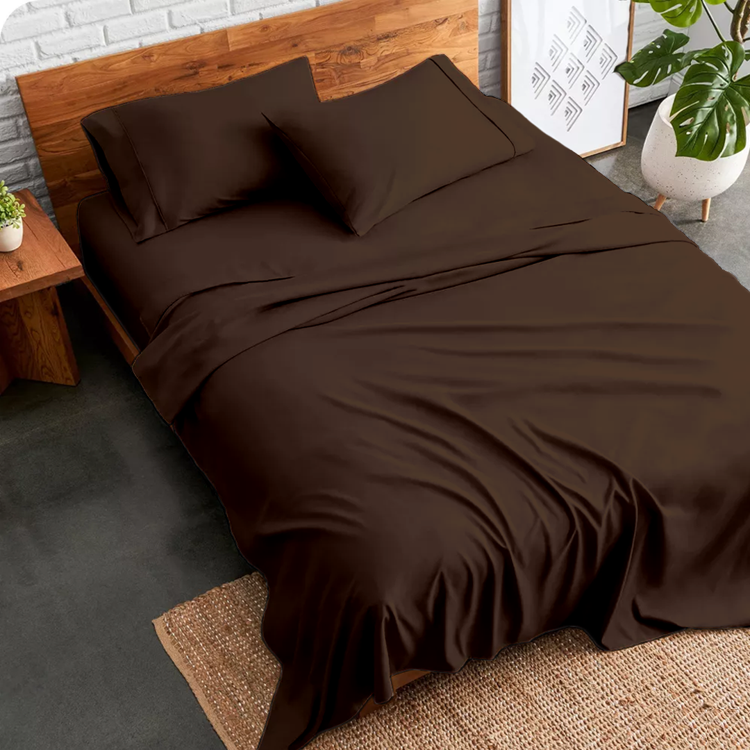 Bettlaken-Set 4-teilig 90 x 200 CM Schokolade