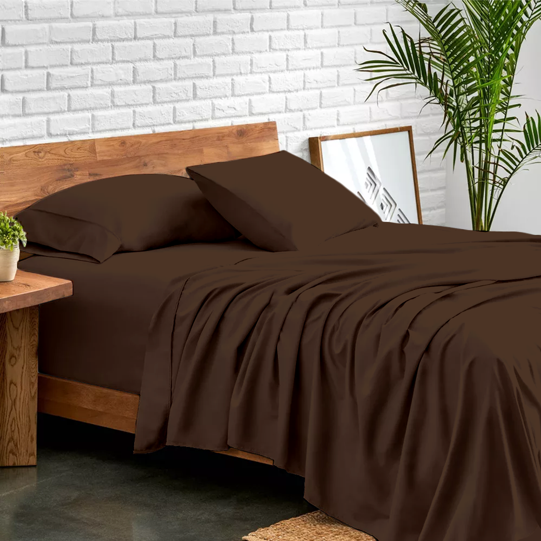 Bettlaken-Set 4-teilig 120 x 200 CM Schokolade 