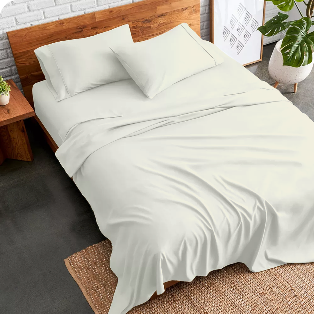 Flachbettblatt Set 200 x 200 CM Cremefarben